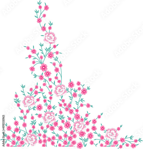 Digital Flowers and Leaves textile Design photo