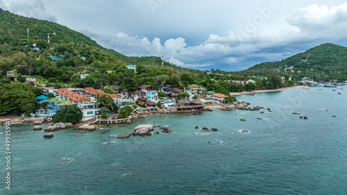 Photography High angle view, beachfront accommodation on Koh Tao, Chumphon Province, Thailand