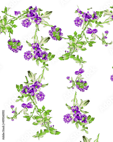 Digital Flowers and Leaves textile Design photo