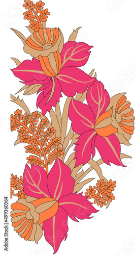 Digital Flowers and Leaves textile Design