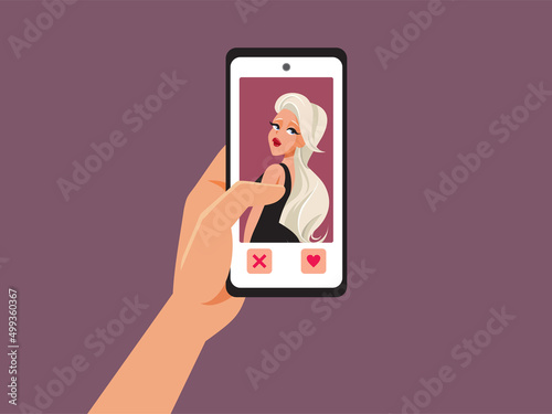 Man Using Dating App Service Vector Cartoon Illustration