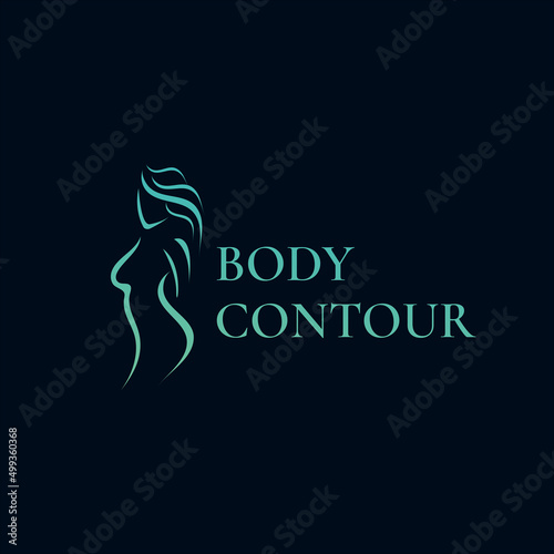 Modern body contour logo illustration design