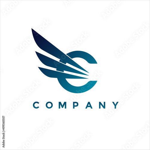 Modern letter C wing logo illustration design