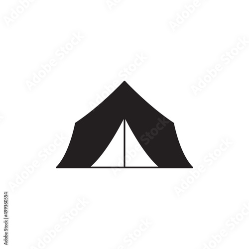 Camping tent, camp icon in black flat glyph, filled style isolated on white background © arum
