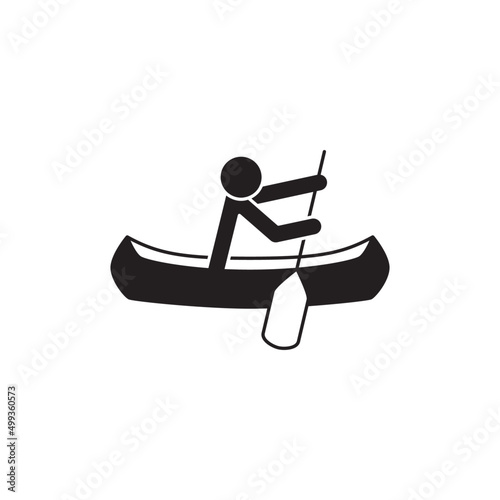 Canoe icon, canoeing lake icon in black flat glyph, filled style isolated on white background