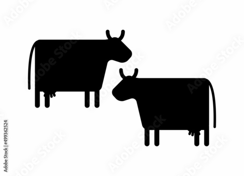 Print op canvas Silhouette of a cow on a white background