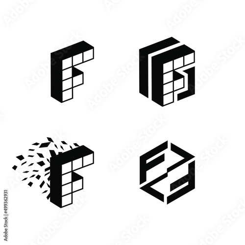 abstract letter F logo vector