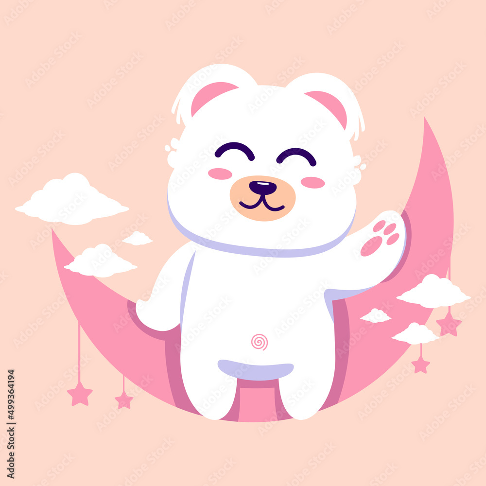Cartoon illustration of a bear with a cute ramadan theme. suitable for children Cartoon illustration of a bear with a cute ramadan theme. suitable for children