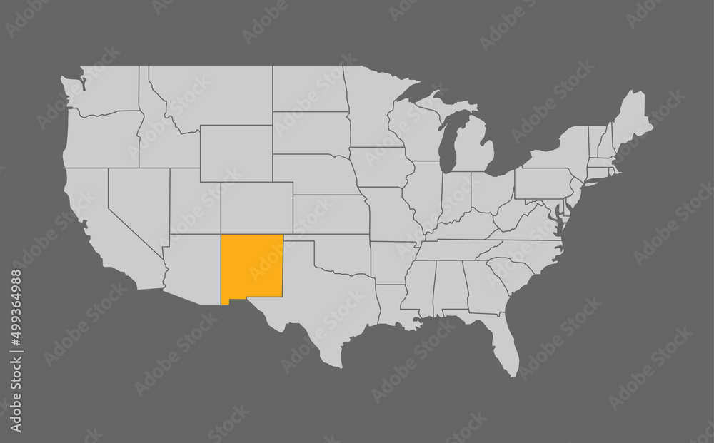 Map of the United States with New Mexico highlight