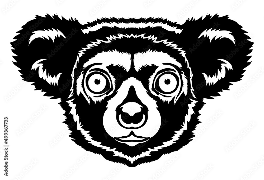 Indri monkey face vector iilustration in hand drawn style, perfect for tshirt and mascot design 
