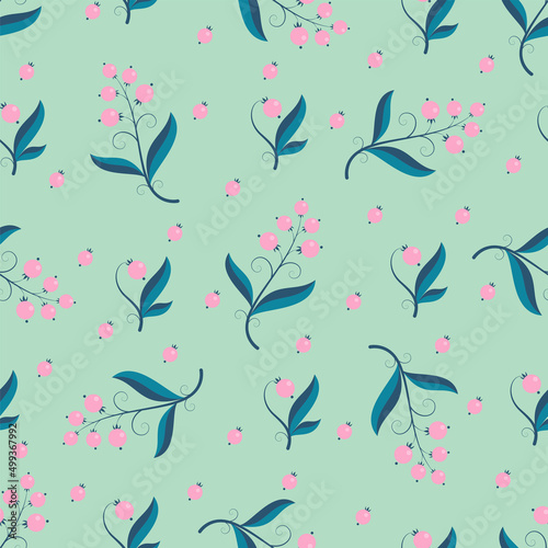 Seamless pattern with light pink berries. Floral background for your design. EPS10 vector illustration.