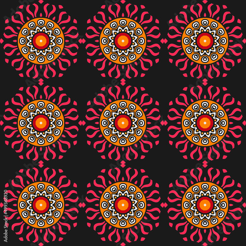 Sun art deco seamless pattern