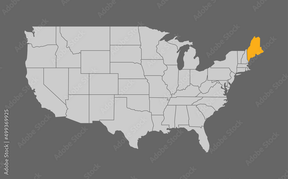 Map of the United States with Maine highlight
