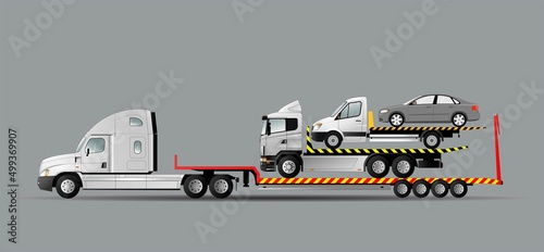 Tow truck. The process of evacuation of emergency transport with evacuated cars.