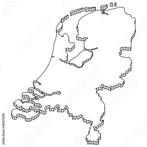 Holland Map with 3D Outline Geometric.