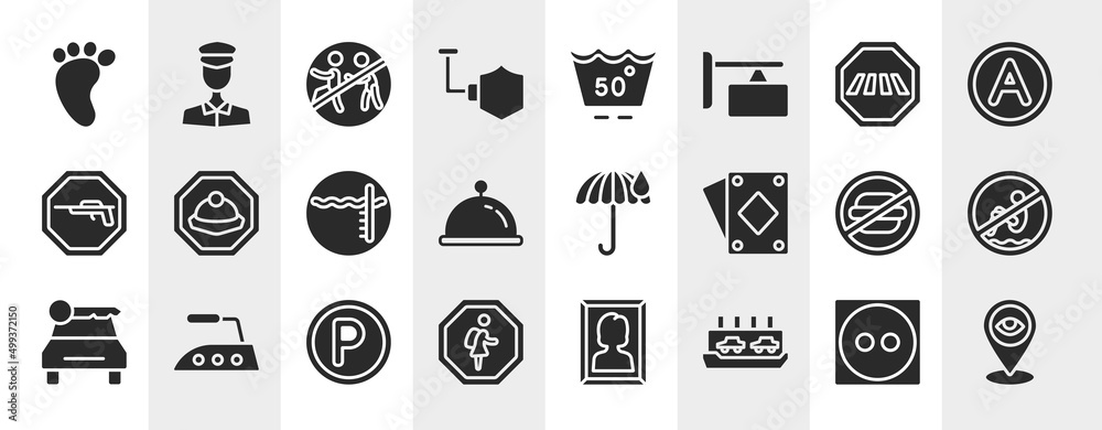 indications filled icons set. editable glyph icons such as four toe footprint, shield, crossing road caution, mine site, rain umbrella, no bomb jump, p inside a circle, ferry carrying cars vector. indications filled icons set. editable glyph icons such as four toe footprint, shield, crossing road caution, mine site, rain umbrella, no bomb jump, p inside a circle, ferry carrying cars vector.
