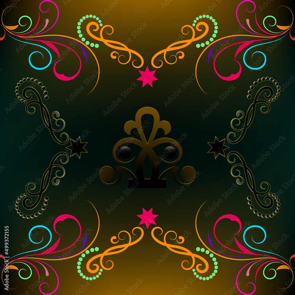  Seamless, national ornament, 3D pattern in Arabic, Asian style.