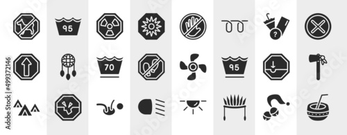 american indigenous filled icons set. editable glyph icons such as no dogs, uv ray warning, lost items, dream catcher, ventilating fan, native american tomahawk, childcare, indian headdress vector.