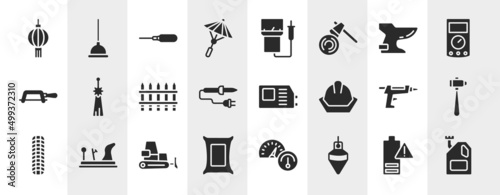 car parts filled icons set. editable glyph icons such as paper lantern, japanese umbrella, bidet, norigae, welding hine, sledgehammer, dozer, plumb bob vector.