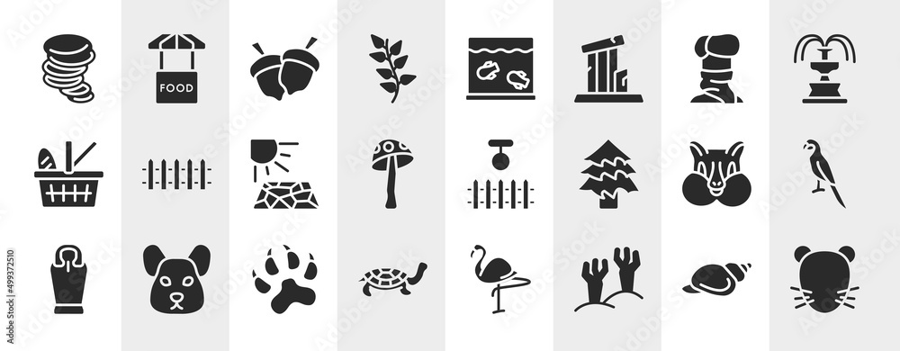 animal head filled icons set. editable glyph icons such as tornado, herb, turban, fence, swing, parrot, pawprints, branches vector.