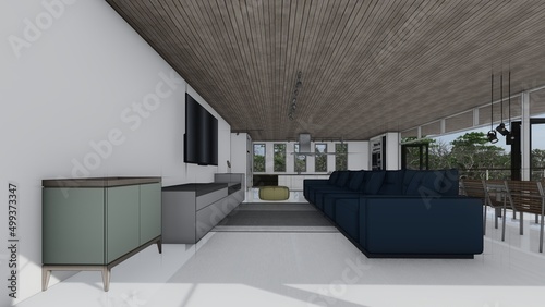 modern living room sketch interior 3d illustration