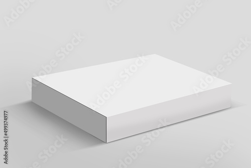 Realistic box mock up. Rectangular packaging boxes, white cardboard and blank vertical pack 3D vector template set. Closed square packing, paper containers,