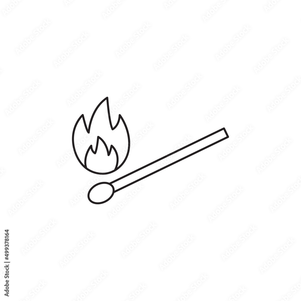 Burn match icon line style icon, style isolated on white background Burn match icon line style icon, style isolated on white background