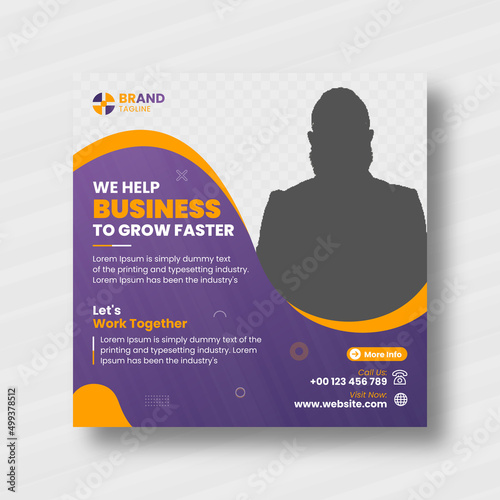 Digital Marketing agency corporate flyer square Instagram social media post and web banner template