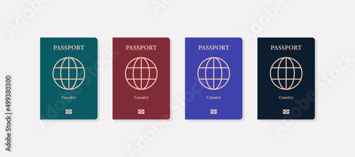International passports variety and different passport on white background flat vector illustration.