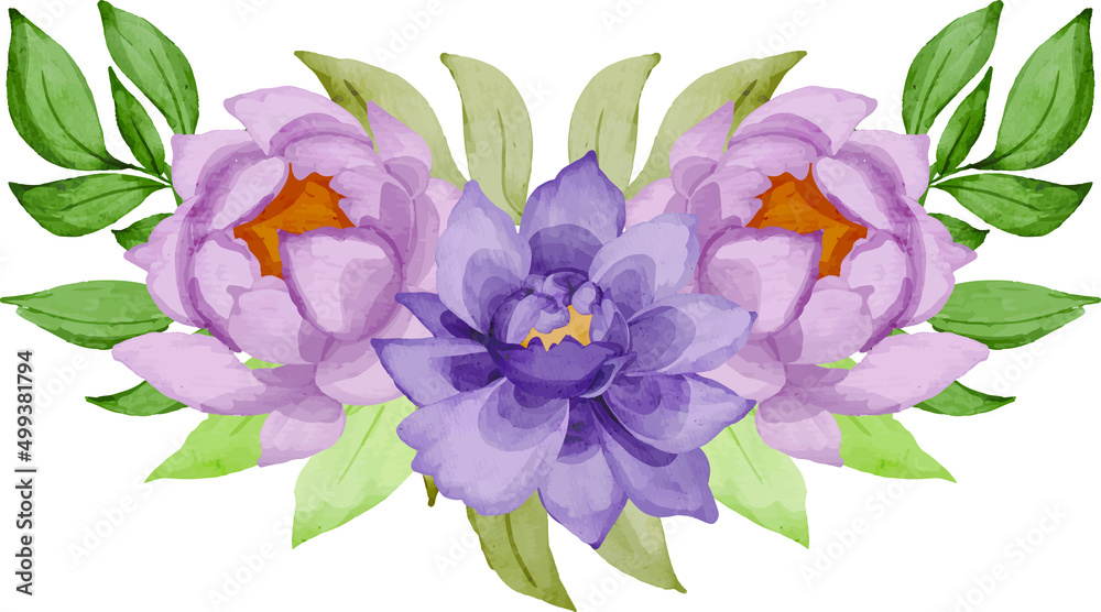 Obraz premium set of purple rose bouquet isolated clipart