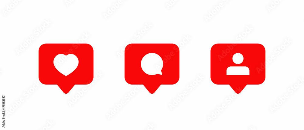 Fototapeta premium Social Media Icon Vector. Like, Comment, and Follow in Speech Bubbles