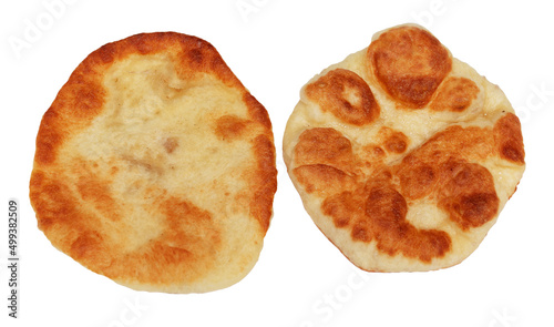 Flatbread fried in oil isolated on white