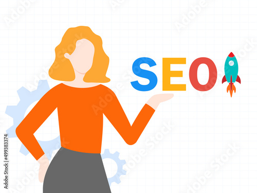 SEO Search Engine Optimization, concept for promoting ranking traffic on website, optimizing your website to rank in search engines or SEO.