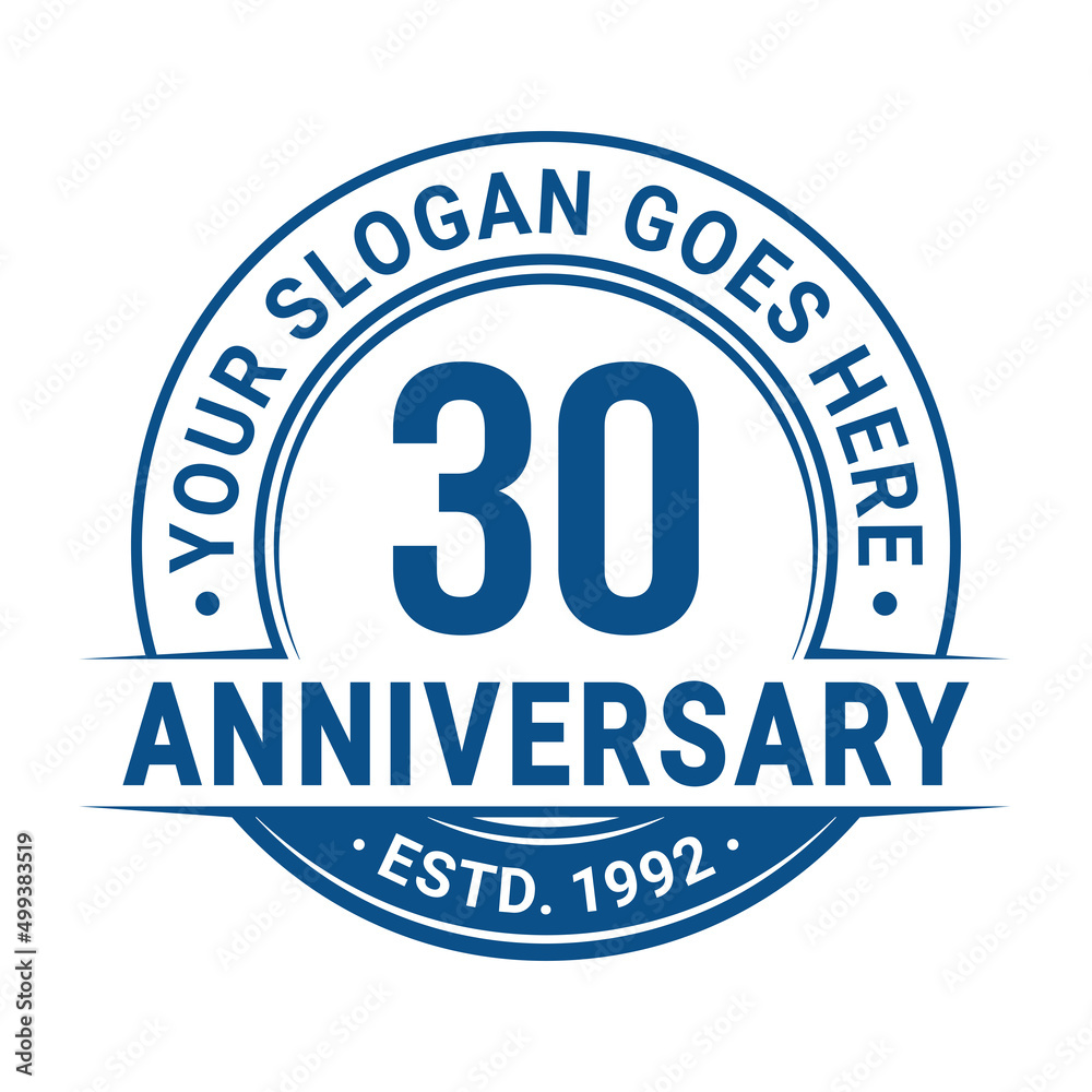 30 years anniversary logo design template. 30th anniversary celebrating logotype. Vector and illustration.
