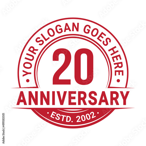 20 years anniversary logo design template. 20th anniversary celebrating logotype. Vector and illustration.
