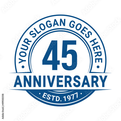 45 years anniversary logo design template. 45th anniversary celebrating logotype. Vector and illustration.
