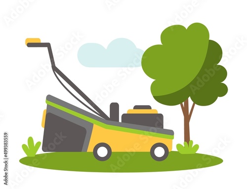 Lawn Mower Gardening Agriculture Vector illustration isolated on white background