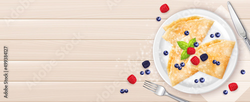 Maslenitsa Pancakes Realistic Wooden Background