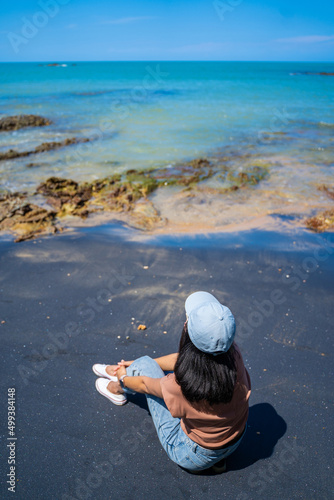 black sand beach on Nang Thong Beach in Khaolak photo