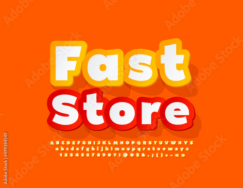 Vector business Emblem Fast Store. Modern Creative Font. Artistic Alphabet Letters and Numbers set