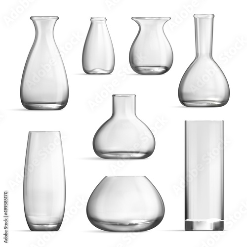 Glass Vase Mockup Realistic Monochrome Set