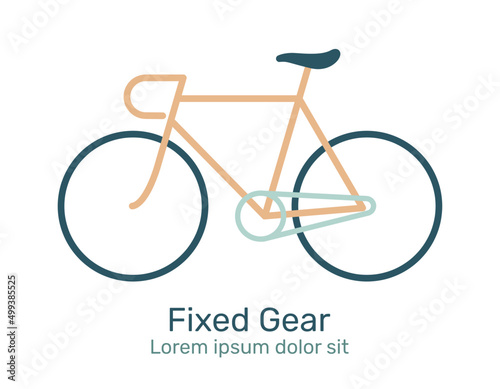 Bicycle logo, icon. Design template linear minimal style. Fixed Gear, Vector illustration.