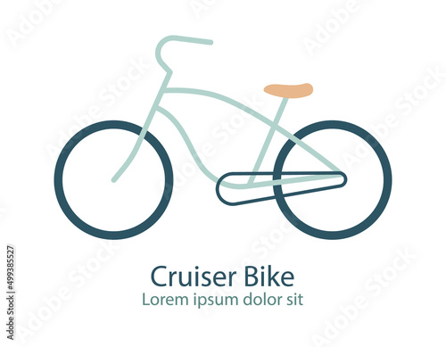 Bicycle logo, icon. Design template linear minimal style. Cruiser Bike, Vector illustration.