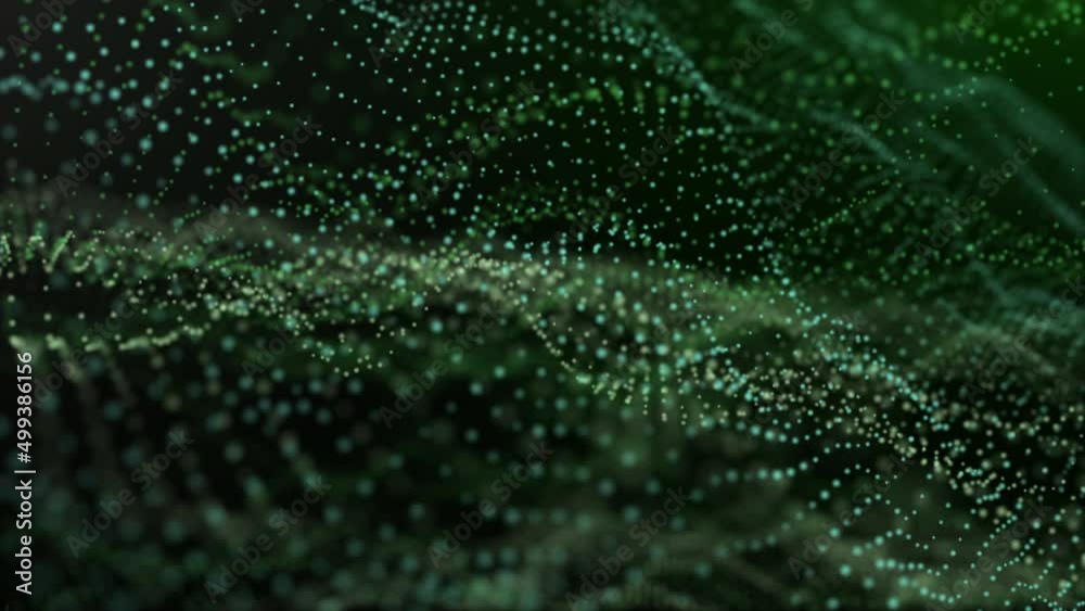 Green Floating Particles Loop Animation On  Black Background
