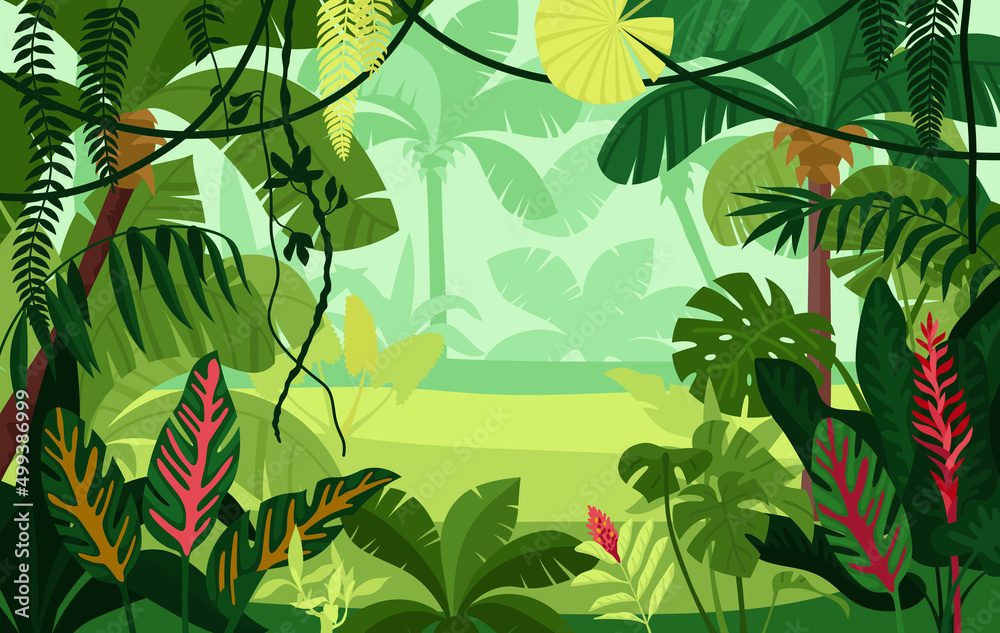 Naklejka premium Colored Jungle Composition