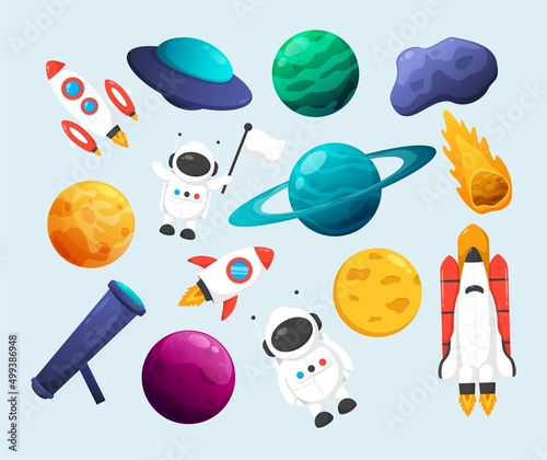 Outer space elements set. Suitable for space theme.