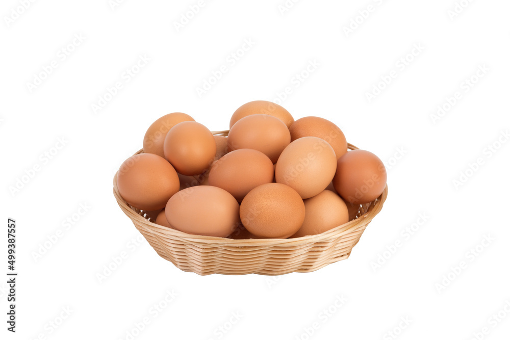Fresh eggs in a wicker basket. Fresh eggs in a wicker basket.