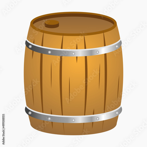 Wooden vintage barrel for storage and transportation of alcoholic beverages.Vector illustration.