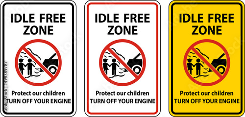 Idle Free Zone Sign On White Background