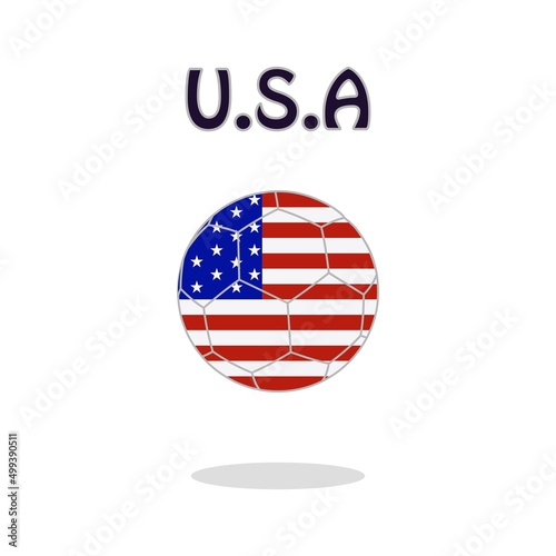 Soccer ball with United States Of America flag motif. Vector illustration 